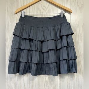 By Together Silky Ruffled Mini Skirt in charcoal gray Size Large
